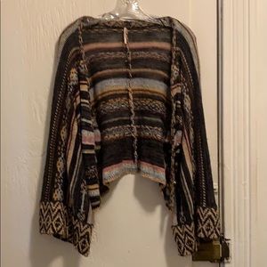 Free people boho, multi-colored, cropped sweater.